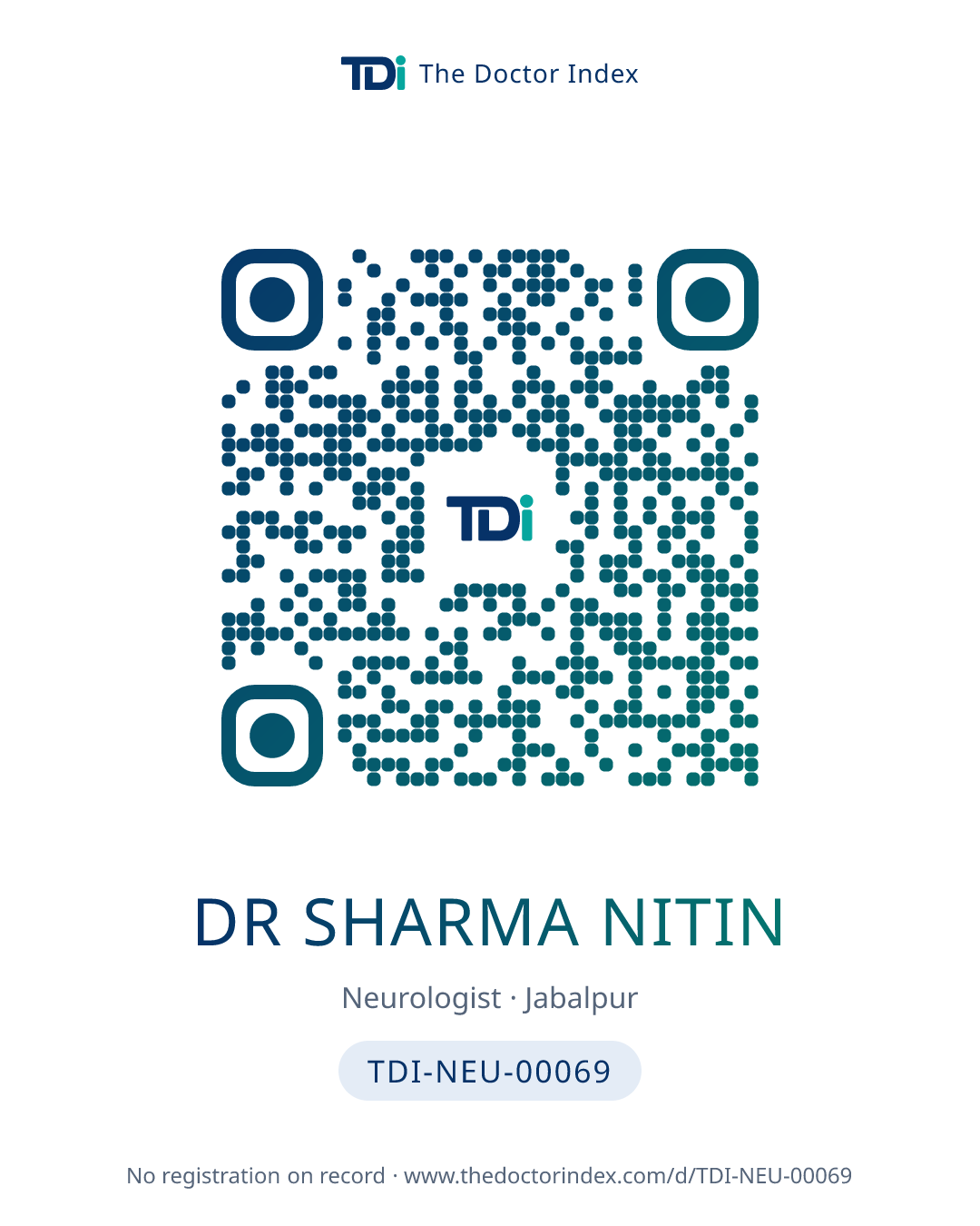 QR card for Dr Sharma Nitin, TDI-NEU-00069