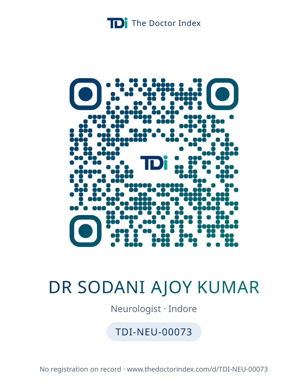 QR card for Dr Sodani Ajoy Kumar, TDI-NEU-00073
