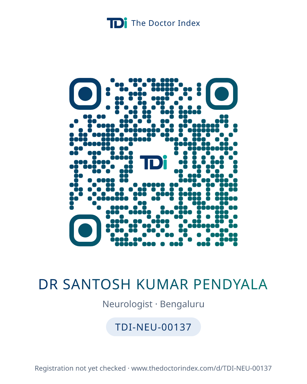 QR card for Dr Santosh Kumar Pendyala, TDI-NEU-00137