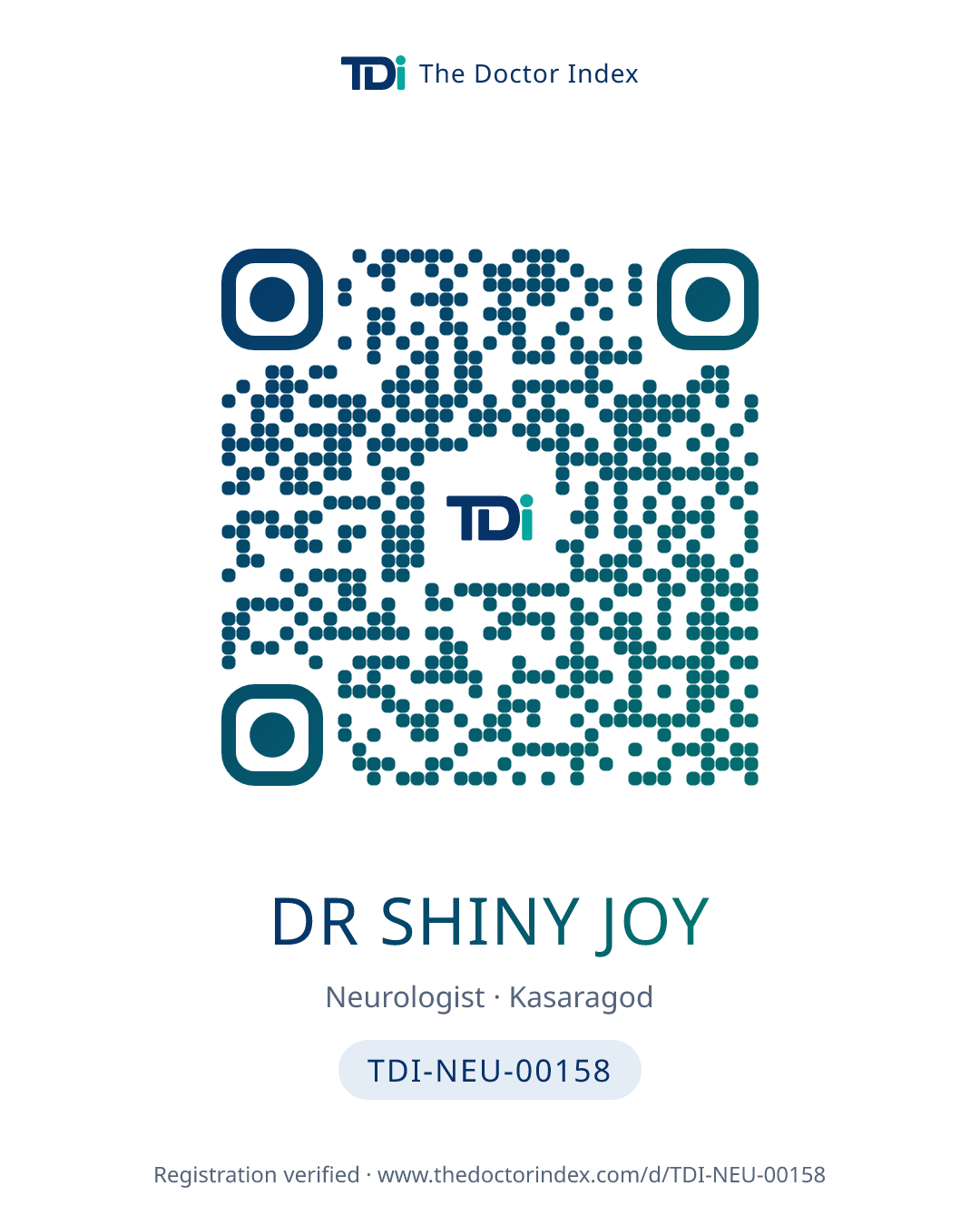 QR card for Dr Shiny Joy, TDI-NEU-00158