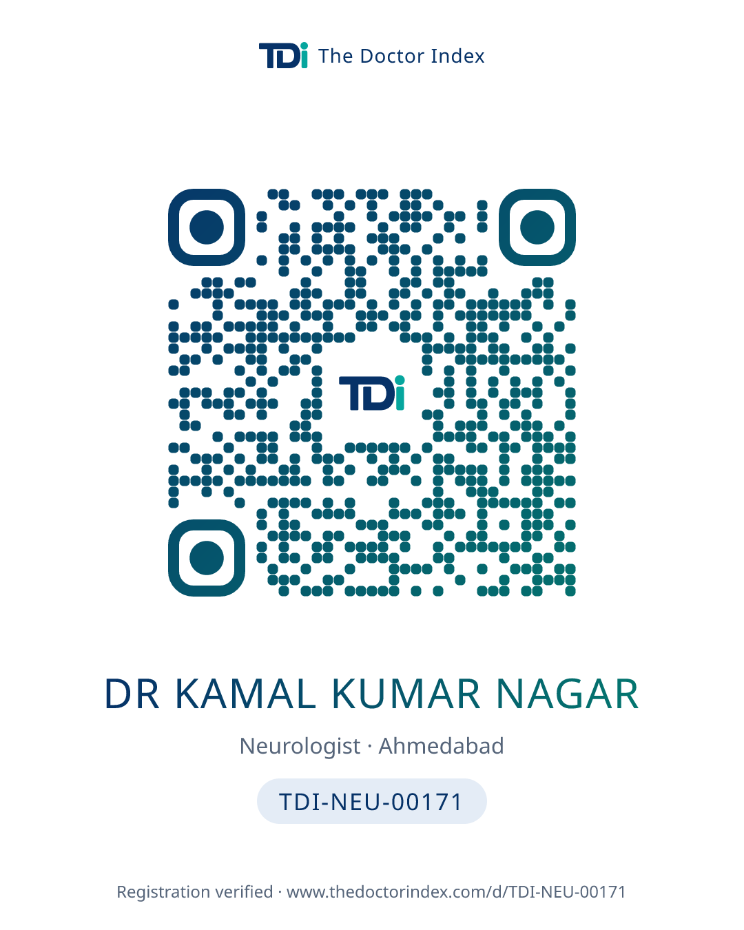 QR card for Dr Kamal Kumar Nagar, TDI-NEU-00171