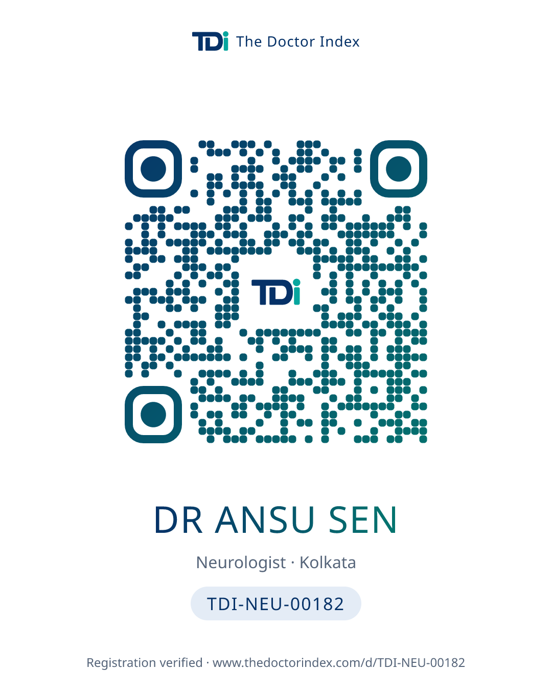 QR card for Dr Ansu Sen, TDI-NEU-00182
