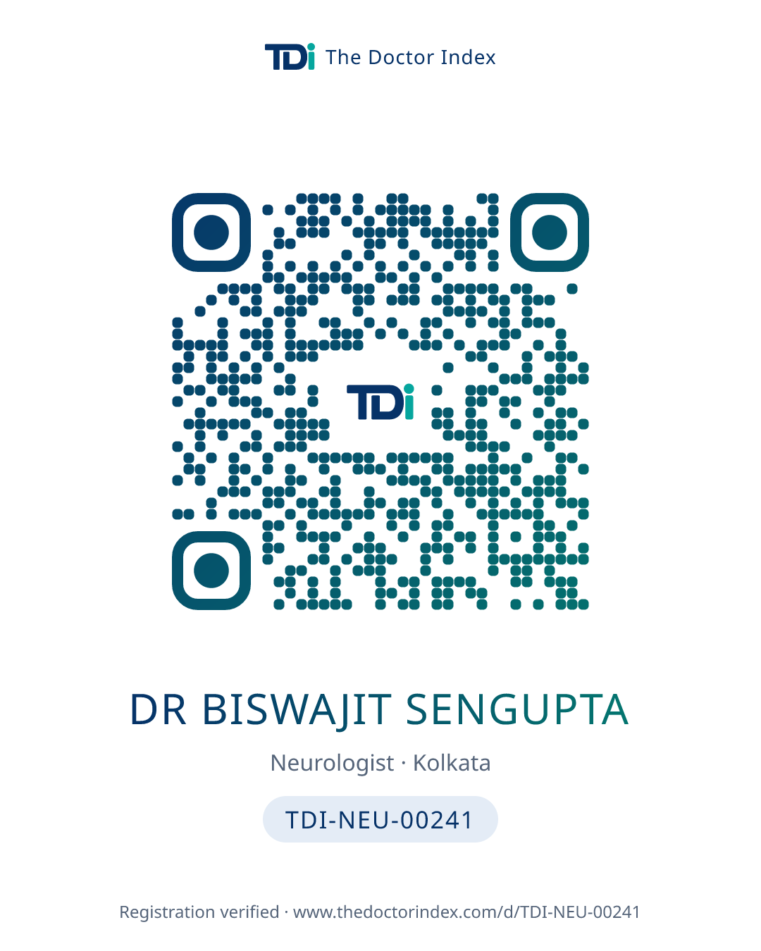 QR card for Dr Biswajit Sengupta, TDI-NEU-00241