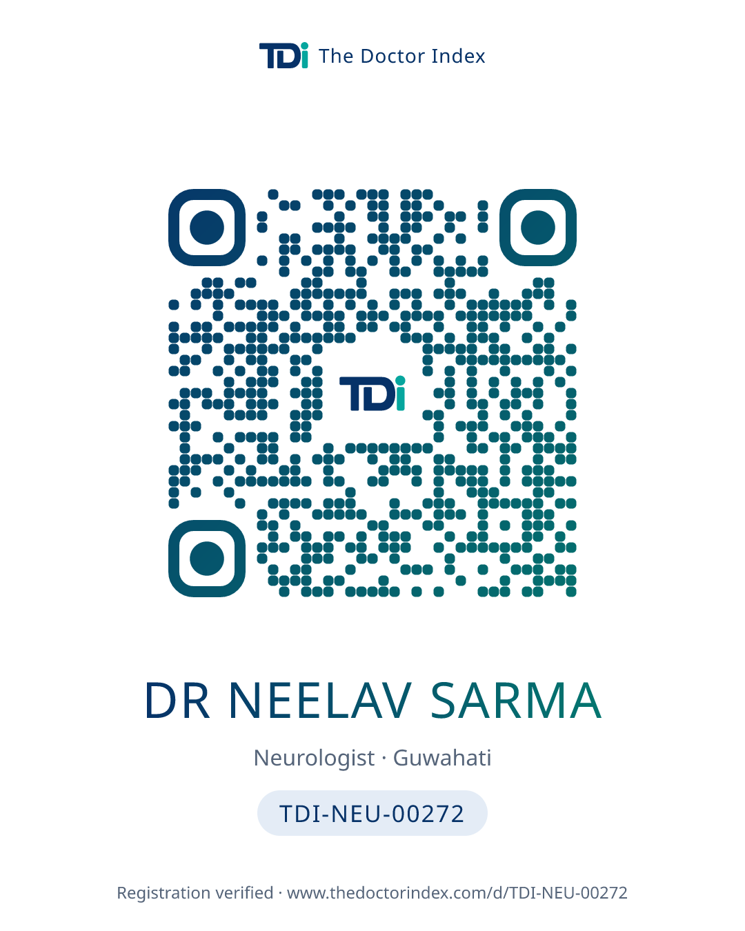 QR card for Dr Neelav Sarma, TDI-NEU-00272