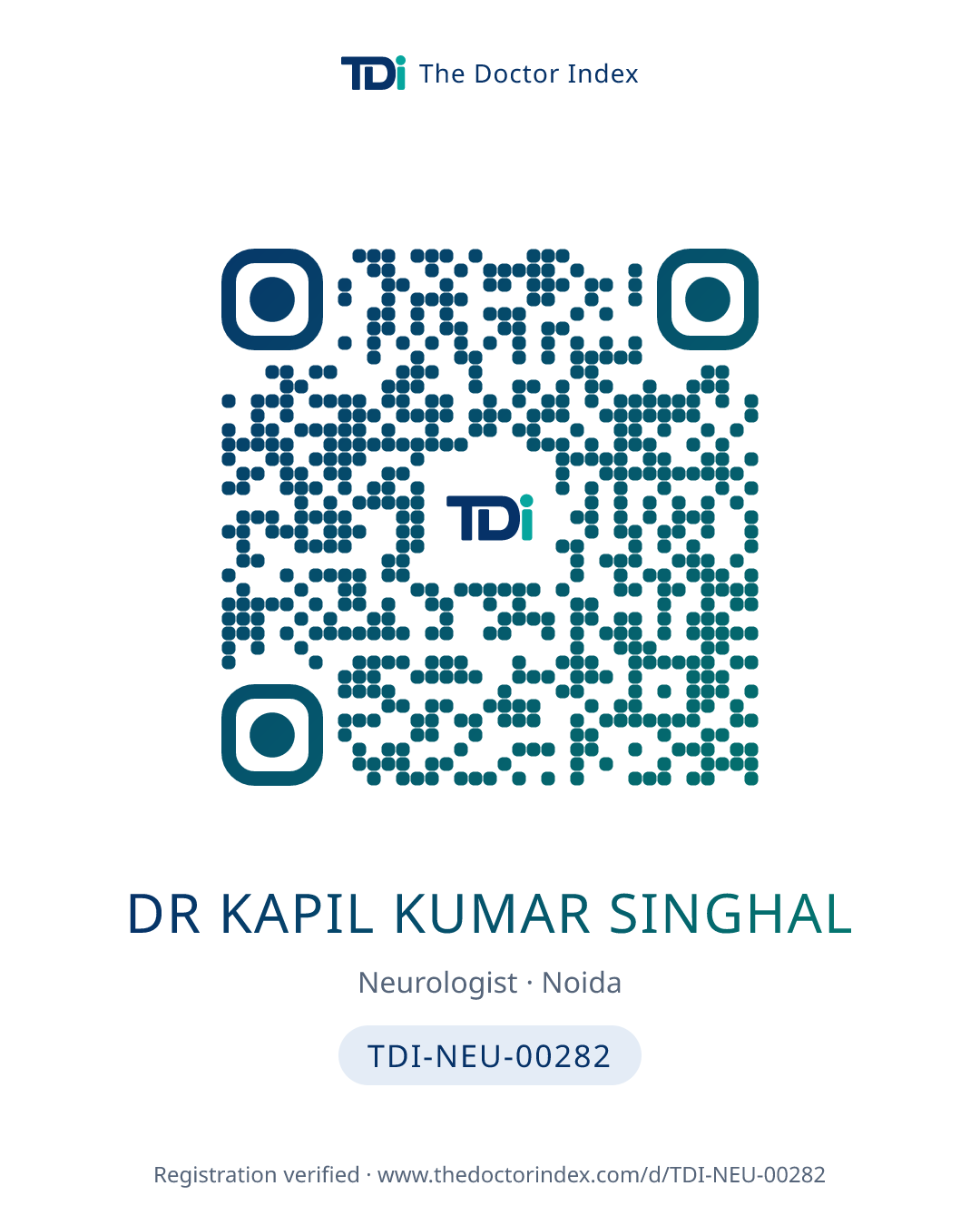 QR card for Dr Kapil Kumar Singhal, TDI-NEU-00282