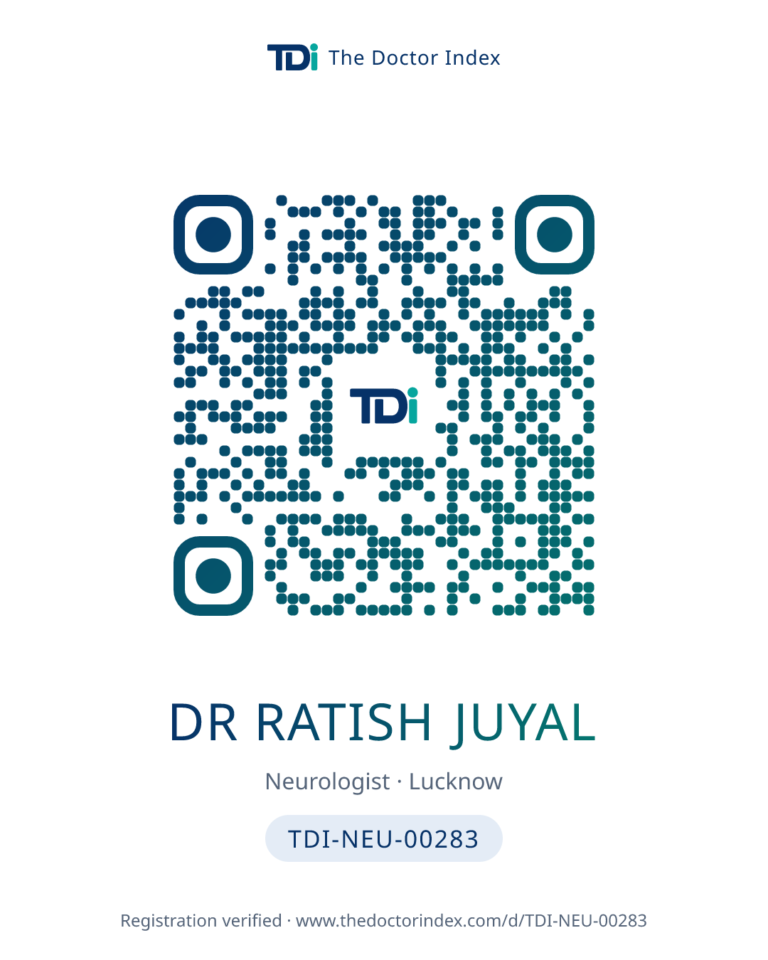 QR card for Dr Ratish Juyal, TDI-NEU-00283