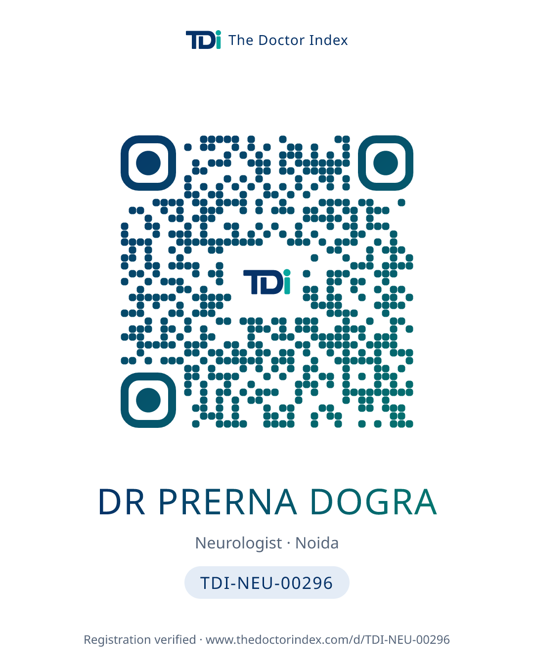 QR card for Dr Prerna Dogra, TDI-NEU-00296