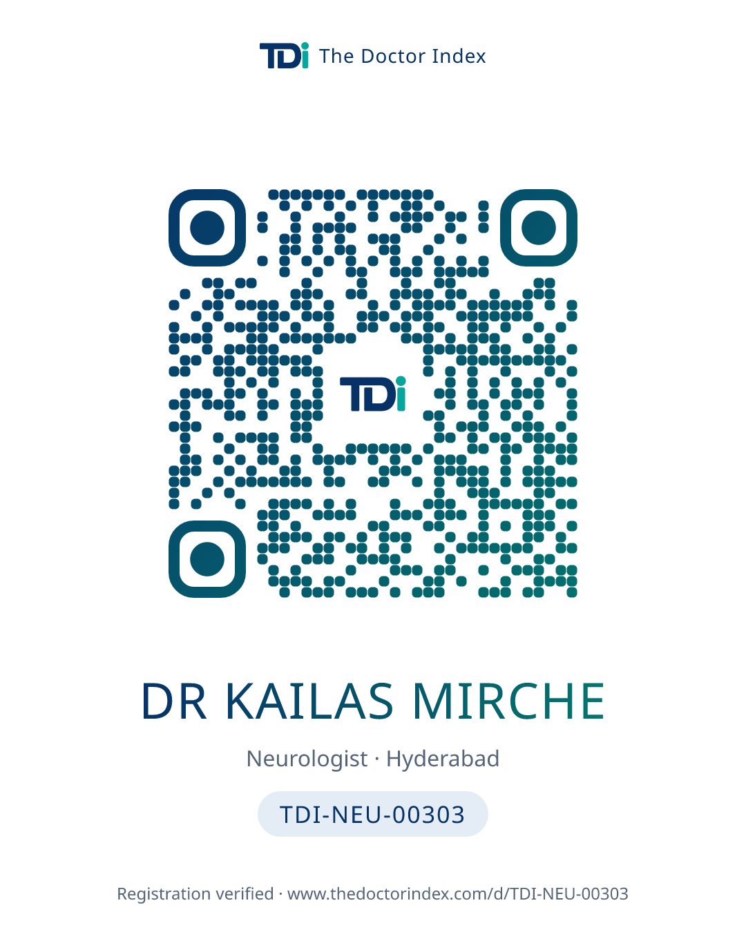 QR card for Dr Kailas Mirche, TDI-NEU-00303