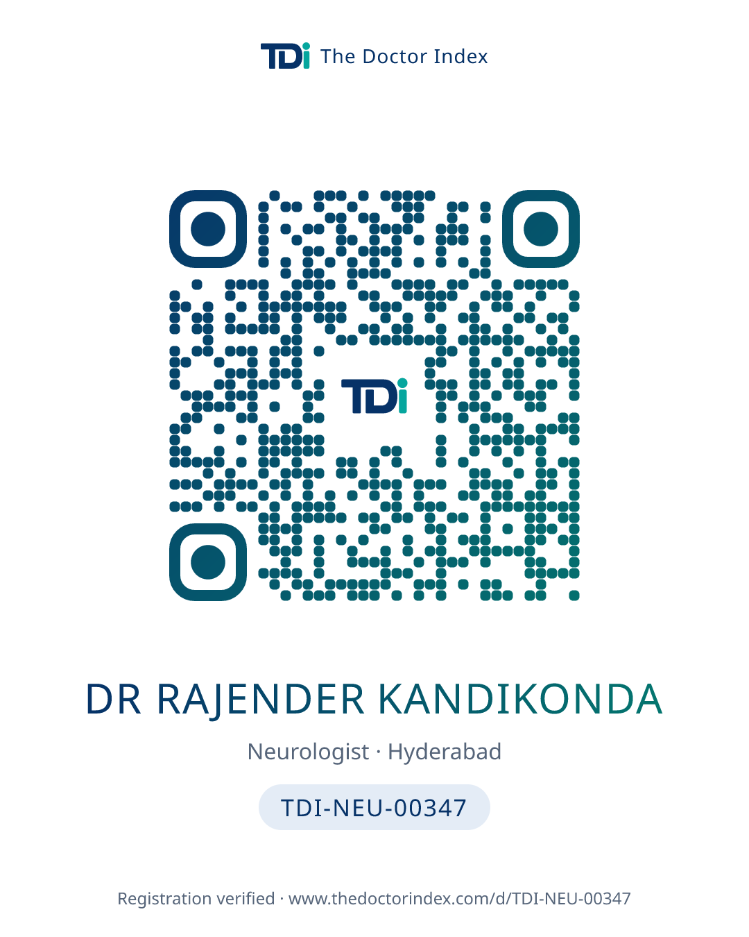 QR card for Dr Rajender Kandikonda, TDI-NEU-00347