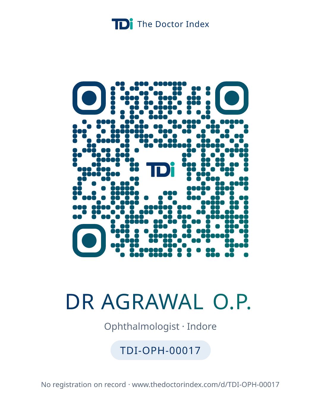 QR card for Dr Agrawal O.P., TDI-OPH-00017