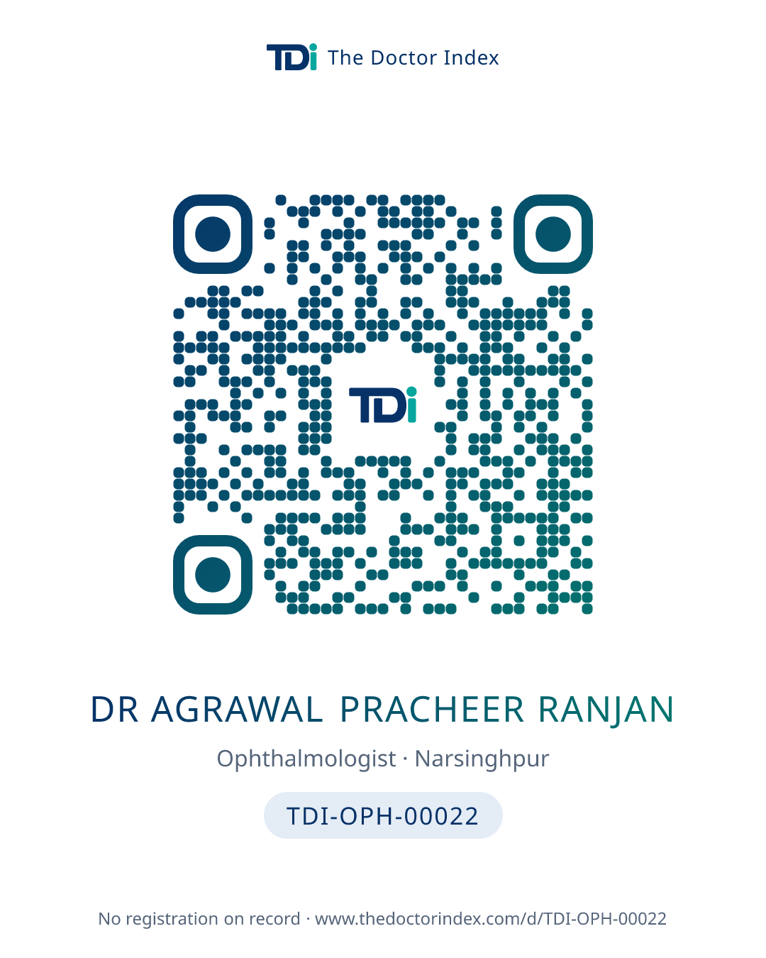 QR card for Dr Agrawal Pracheer Ranjan, TDI-OPH-00022