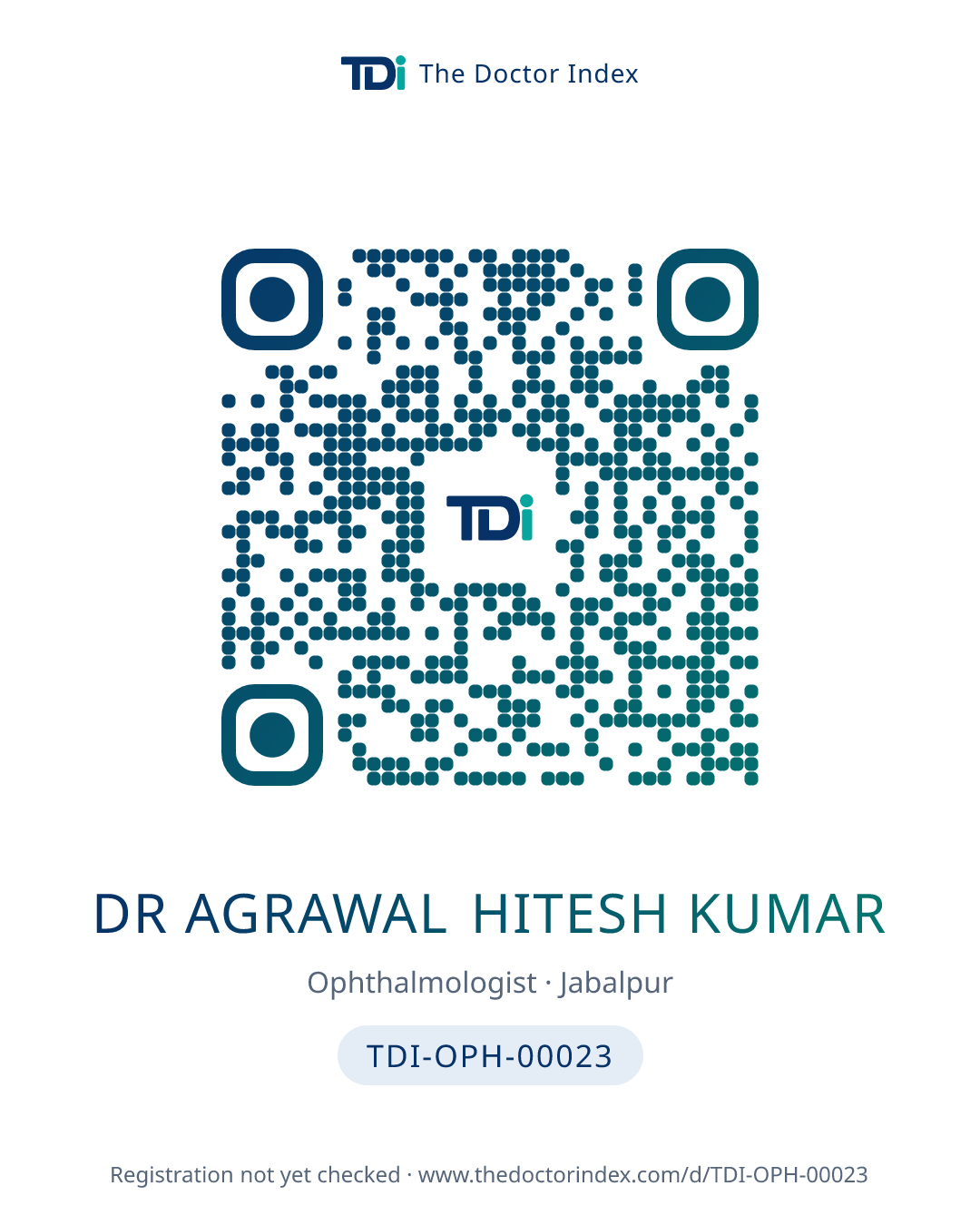 QR card for Dr Agrawal Hitesh Kumar, TDI-OPH-00023