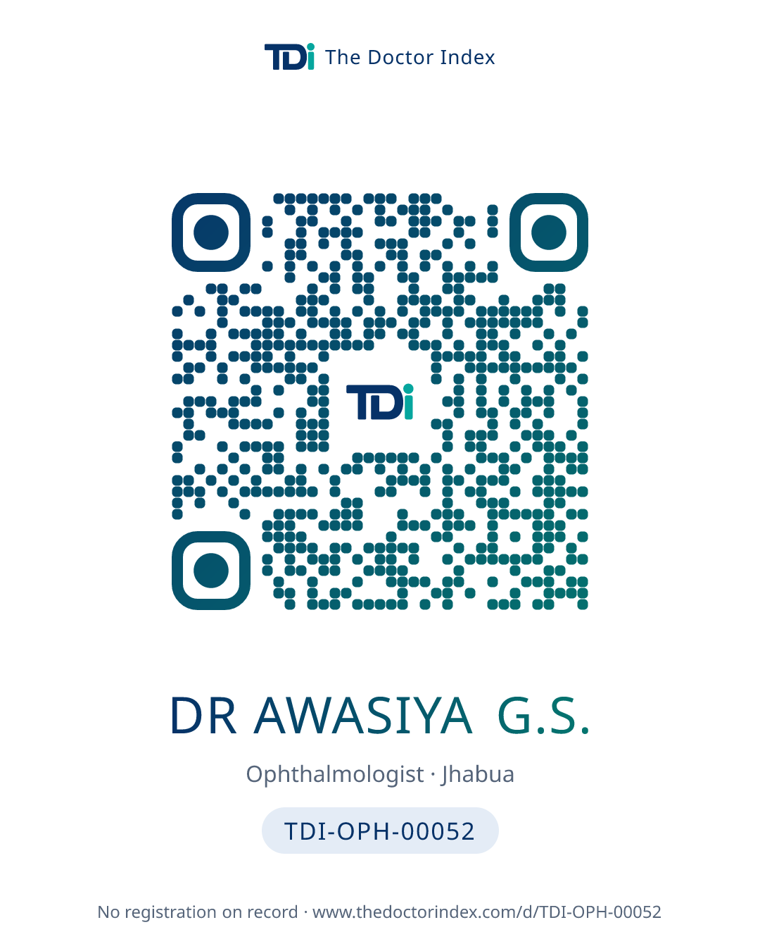 QR card for Dr Awasiya G.S., TDI-OPH-00052