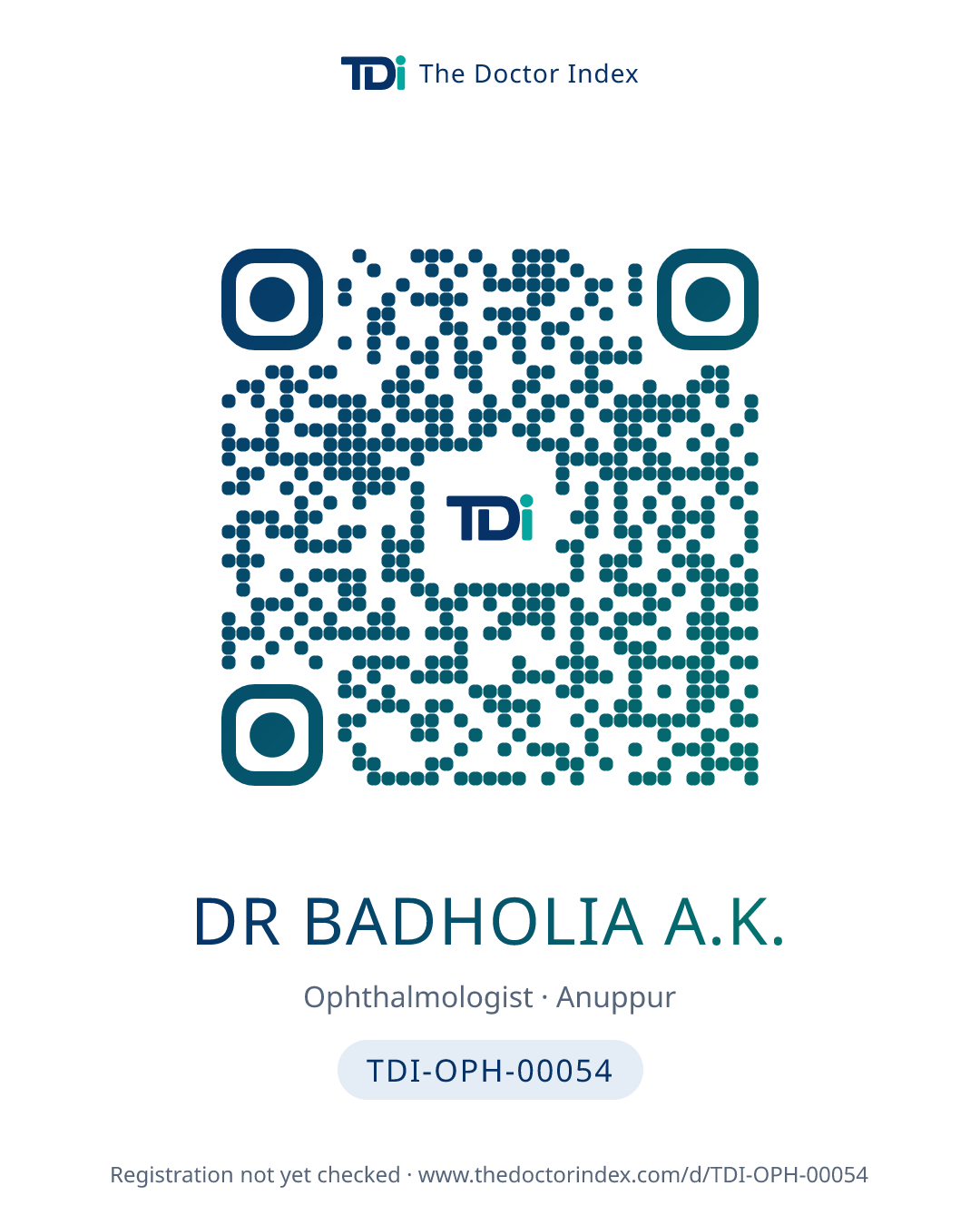 QR card for Dr Badholia A.K., TDI-OPH-00054