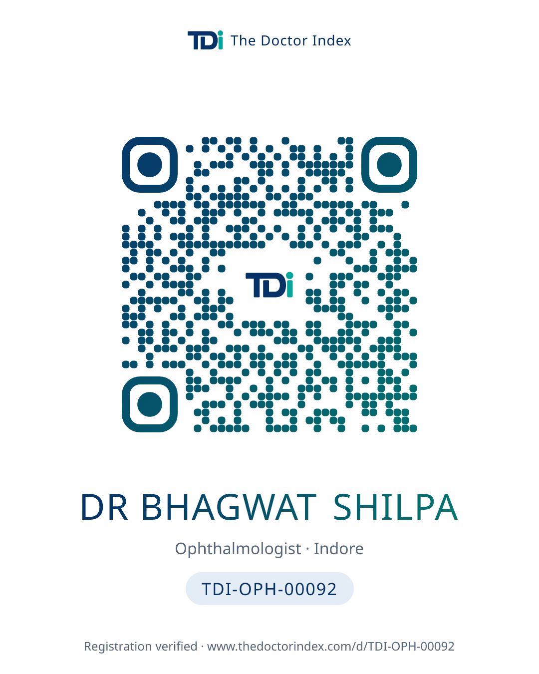 QR card for Dr Bhagwat Shilpa, TDI-OPH-00092