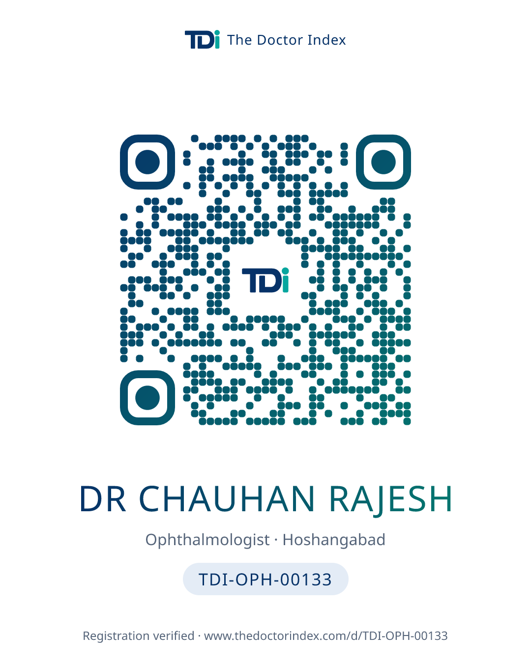 QR card for Dr Chauhan Rajesh, TDI-OPH-00133