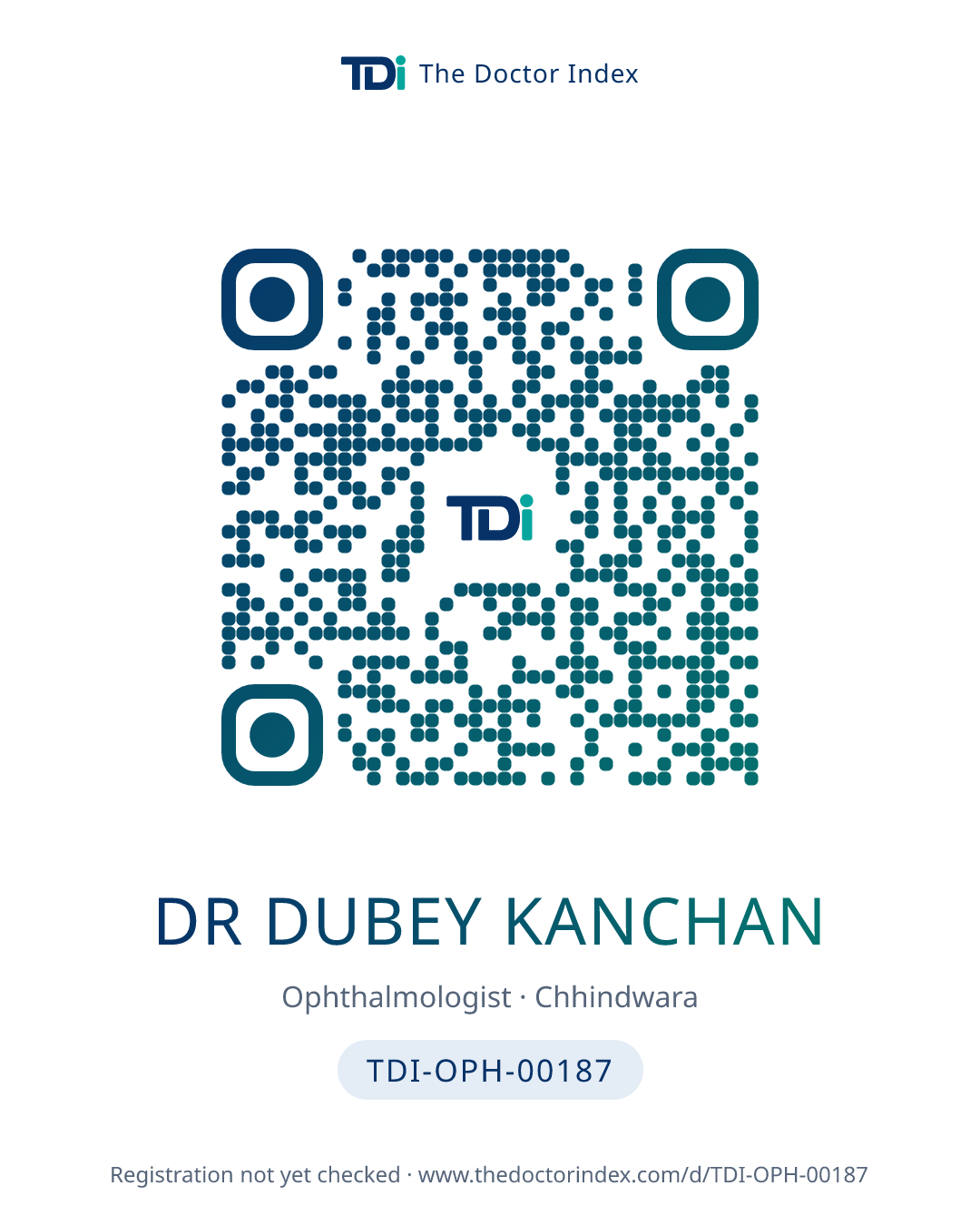 QR card for Dr Dubey Kanchan, TDI-OPH-00187