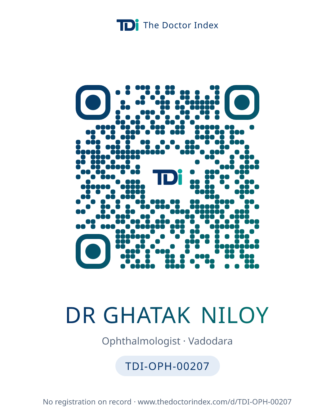 QR card for Dr Ghatak Niloy, TDI-OPH-00207