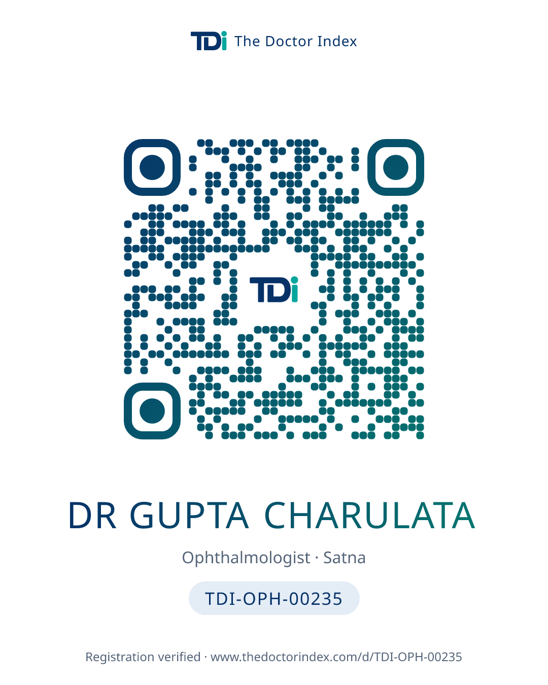 QR card for Dr Gupta Charulata, TDI-OPH-00235