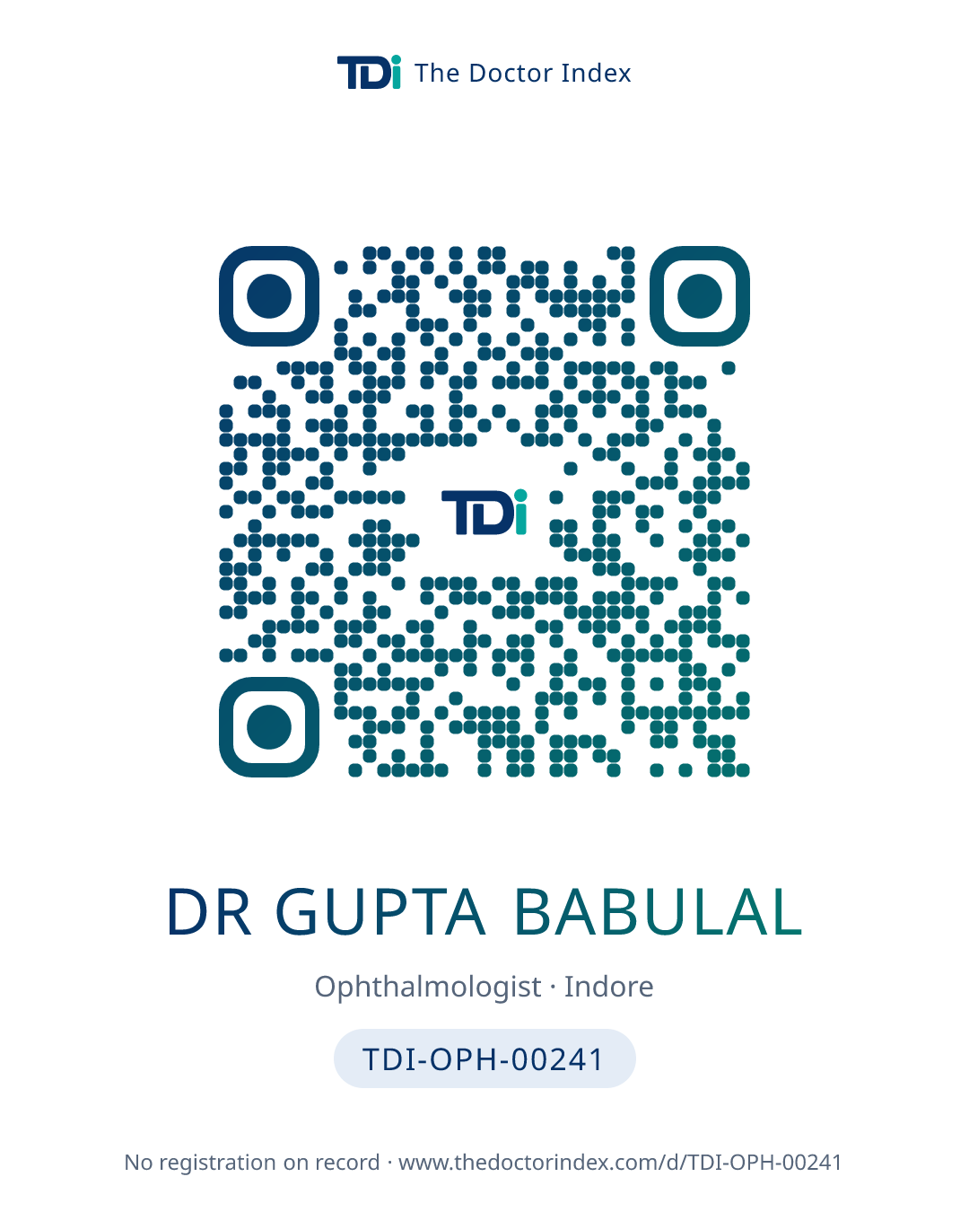QR card for Dr Gupta Babulal, TDI-OPH-00241