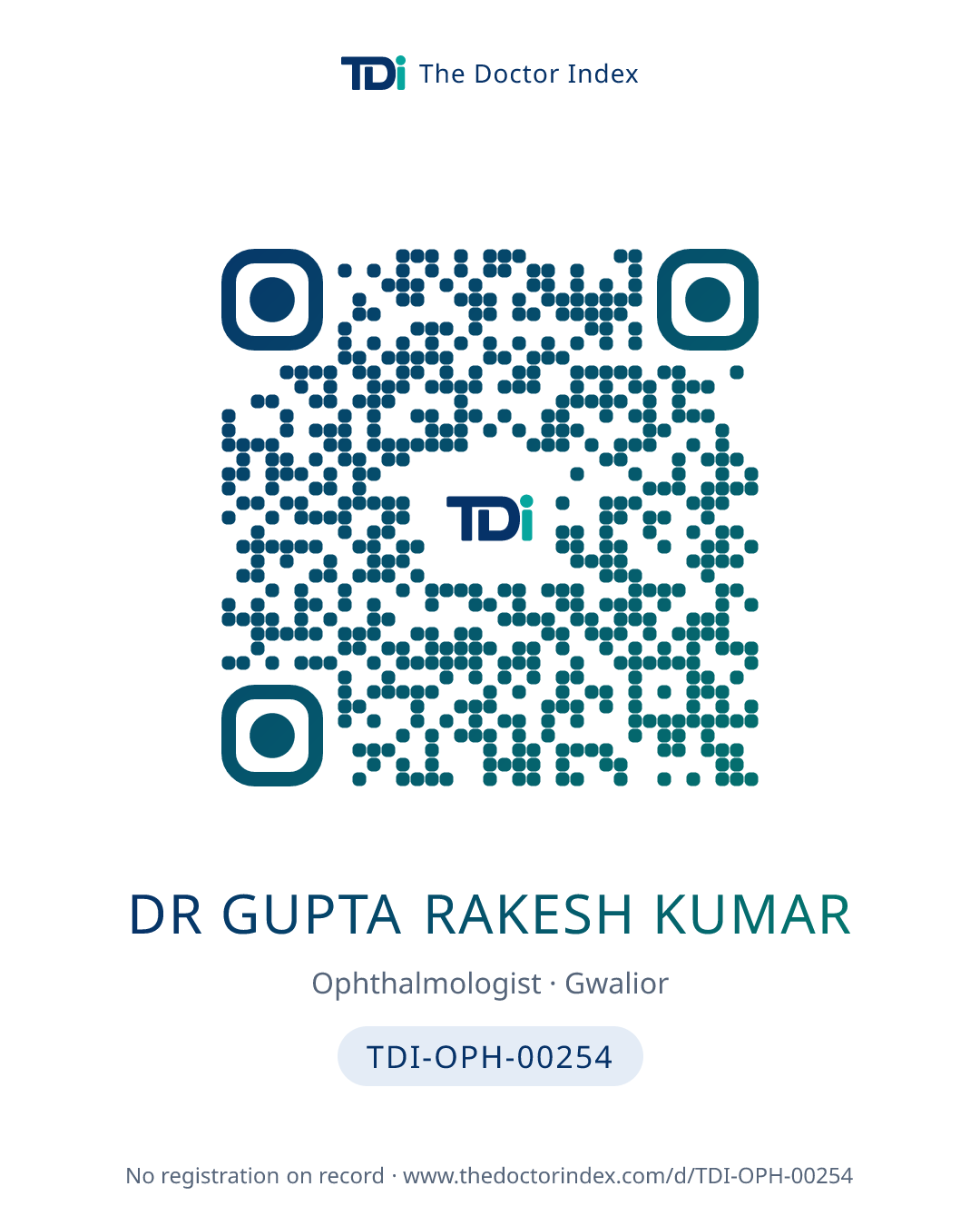 QR card for Dr Gupta Rakesh Kumar, TDI-OPH-00254