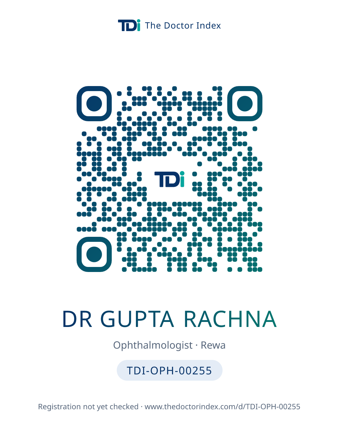 QR card for Dr Gupta Rachna, TDI-OPH-00255