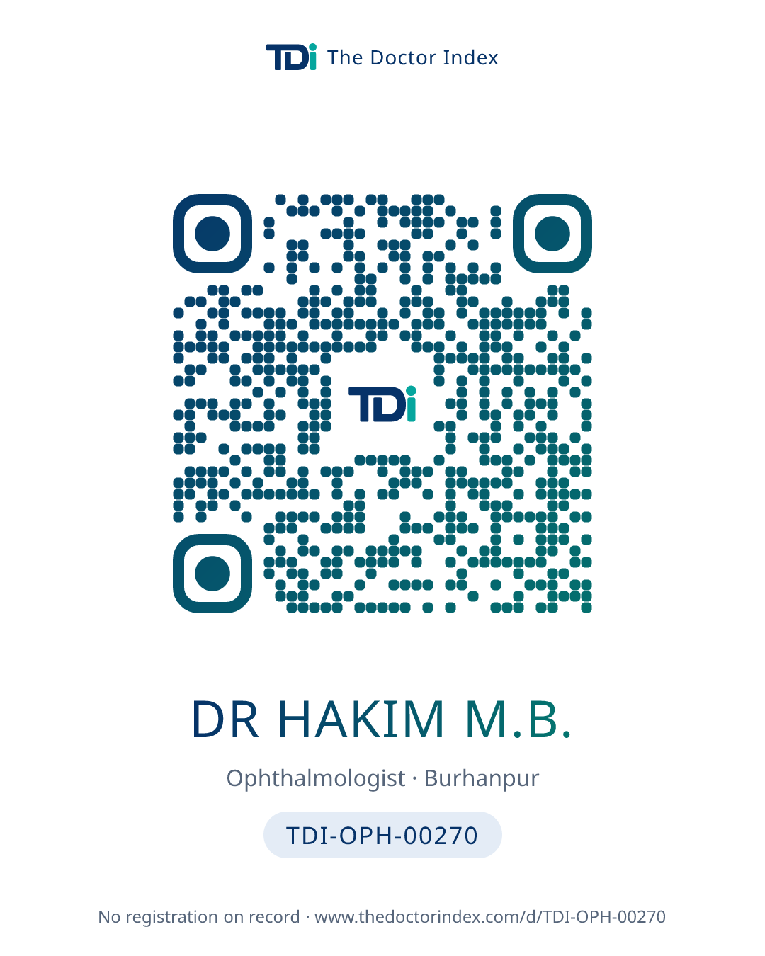 QR card for Dr Hakim M.B., TDI-OPH-00270