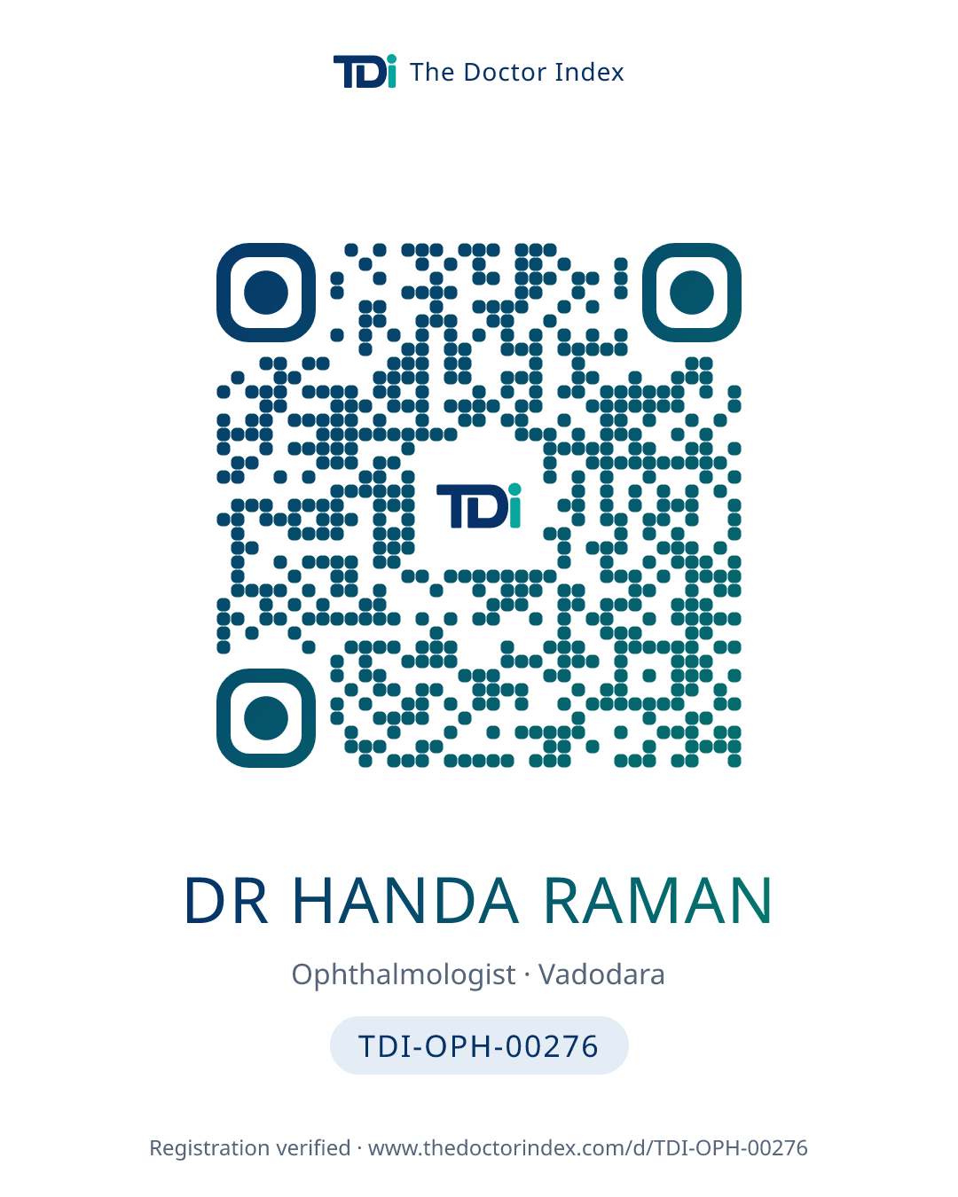 QR card for Dr Handa Raman, TDI-OPH-00276