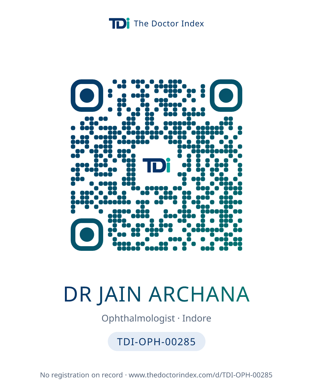 QR card for Dr Jain Archana, TDI-OPH-00285
