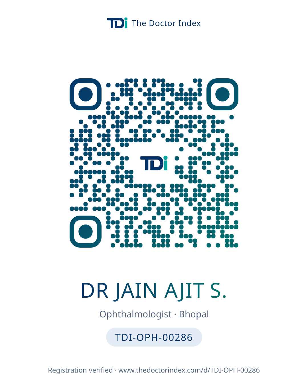 QR card for Dr Jain Ajit S., TDI-OPH-00286