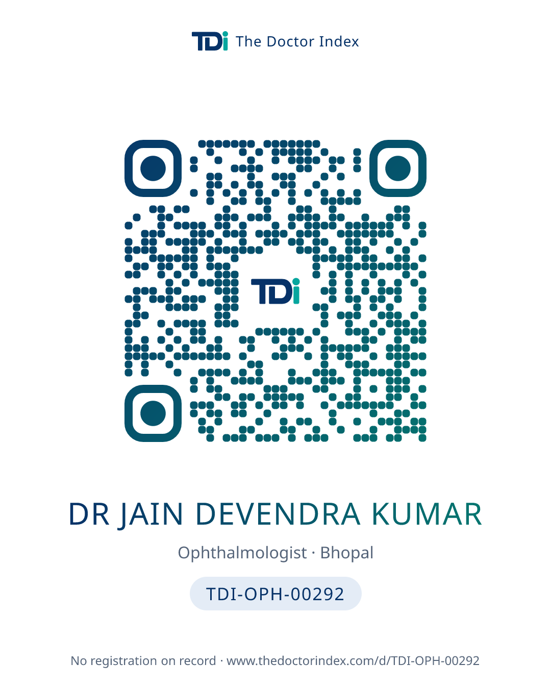 QR card for Dr Jain Devendra Kumar, TDI-OPH-00292