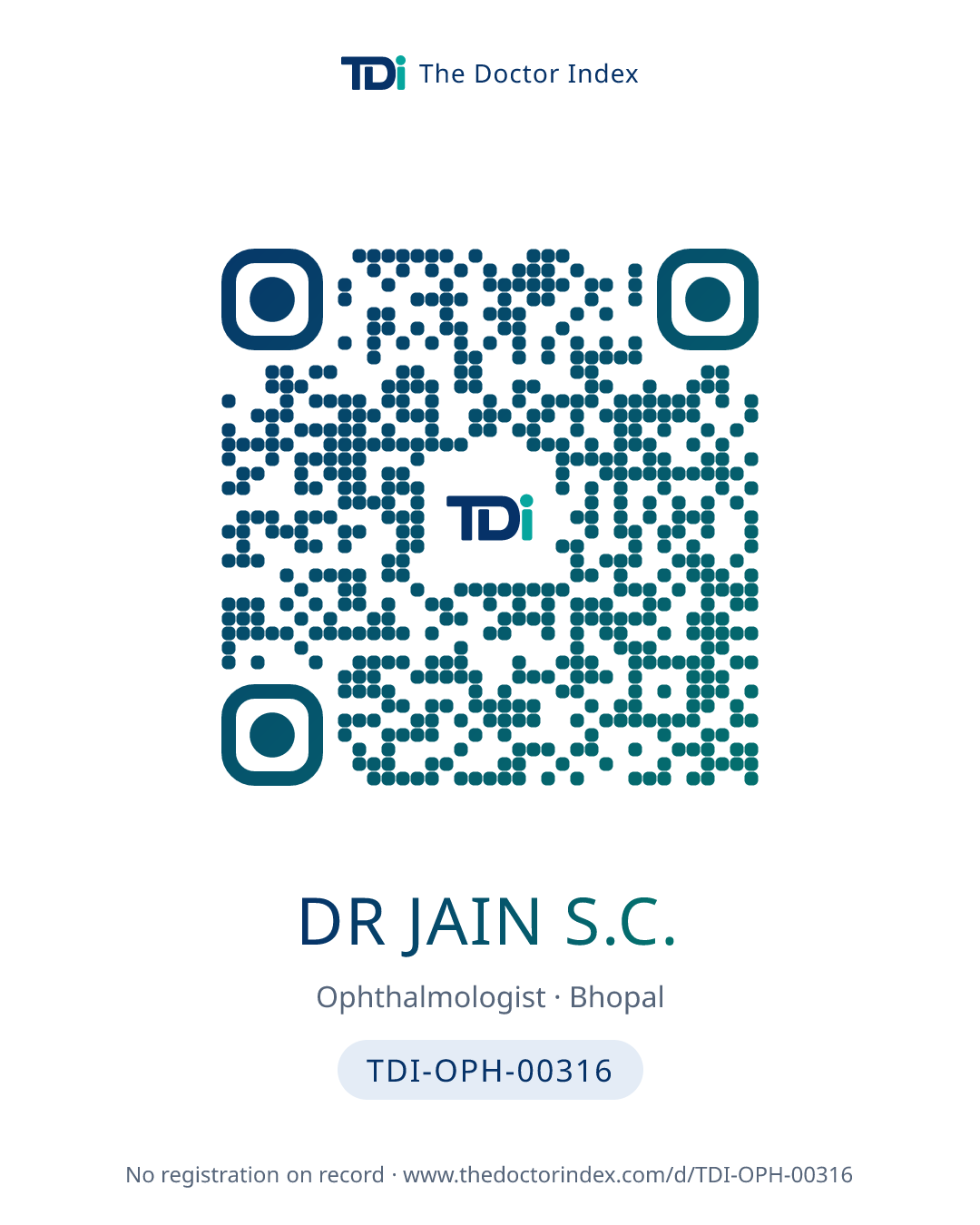 QR card for Dr Jain S.C., TDI-OPH-00316