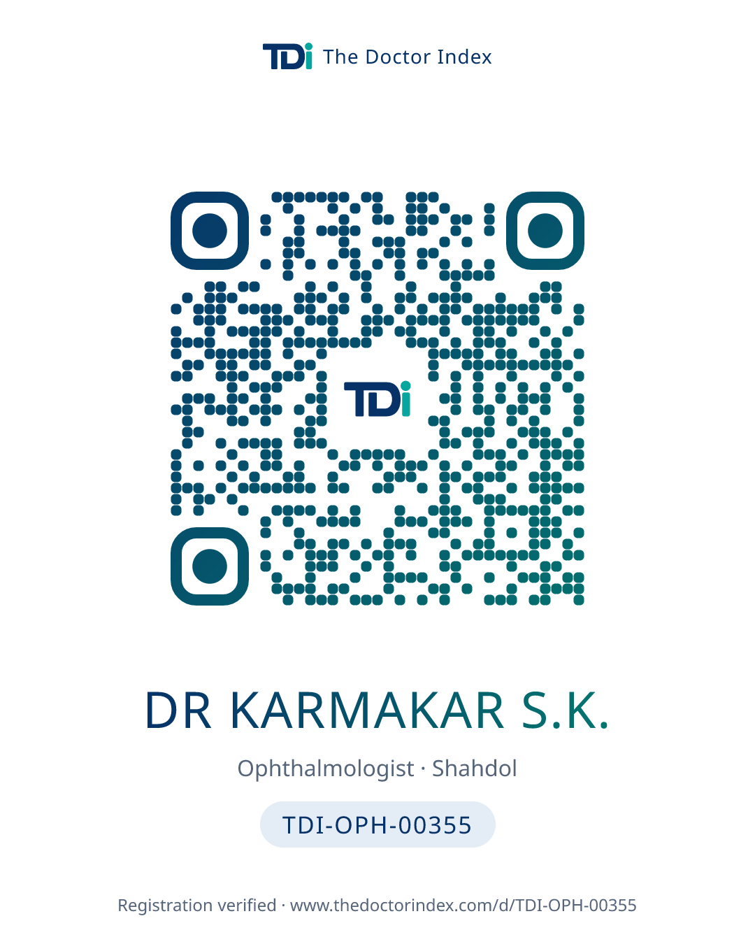 QR card for Dr Karmakar S.K., TDI-OPH-00355