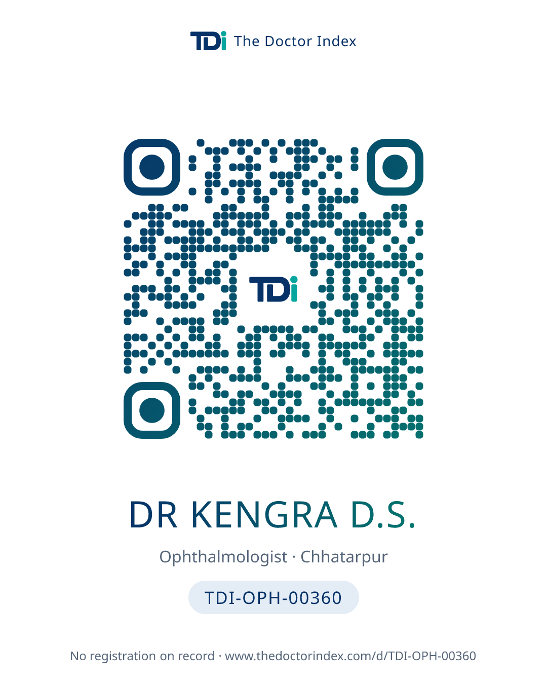 QR card for Dr Kengra D.S., TDI-OPH-00360