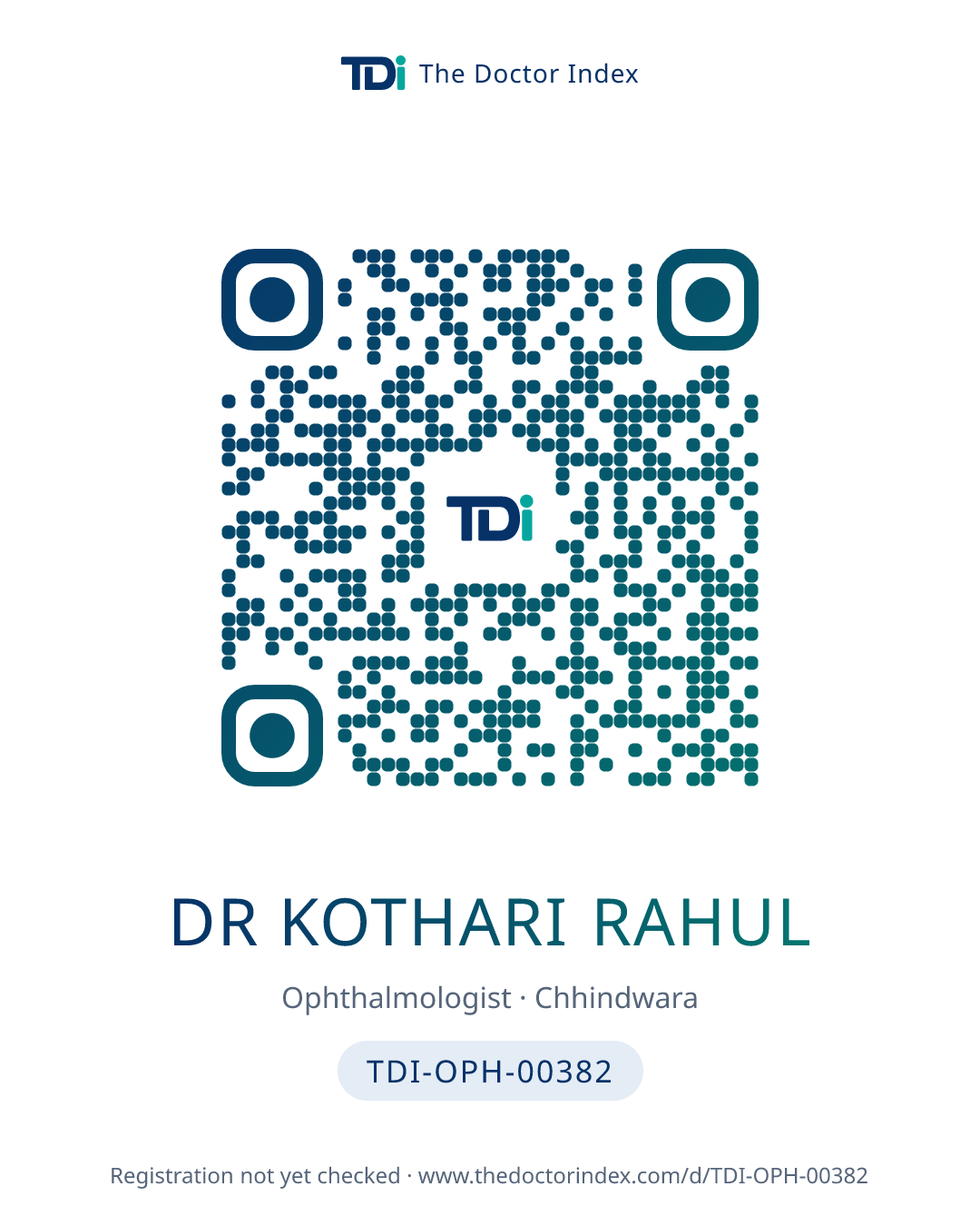 QR card for Dr Kothari Rahul, TDI-OPH-00382