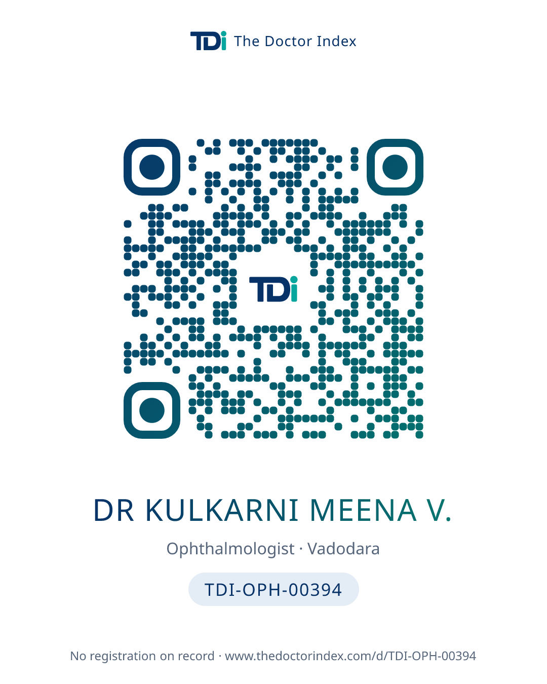 QR card for Dr Kulkarni Meena V., TDI-OPH-00394