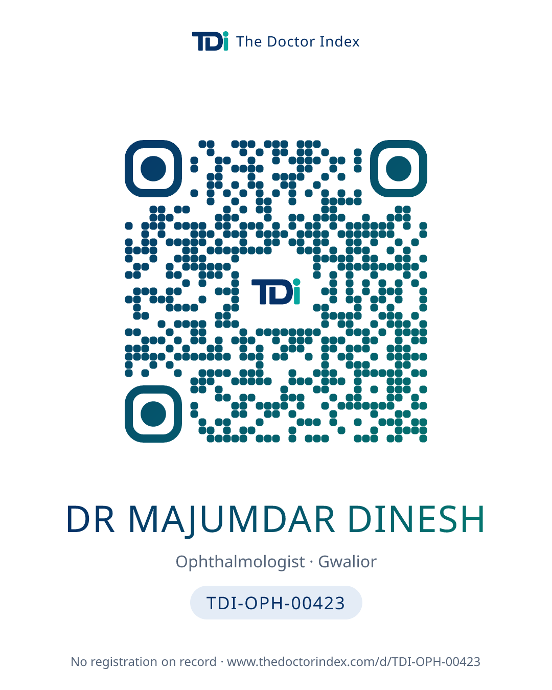 QR card for Dr Majumdar Dinesh, TDI-OPH-00423