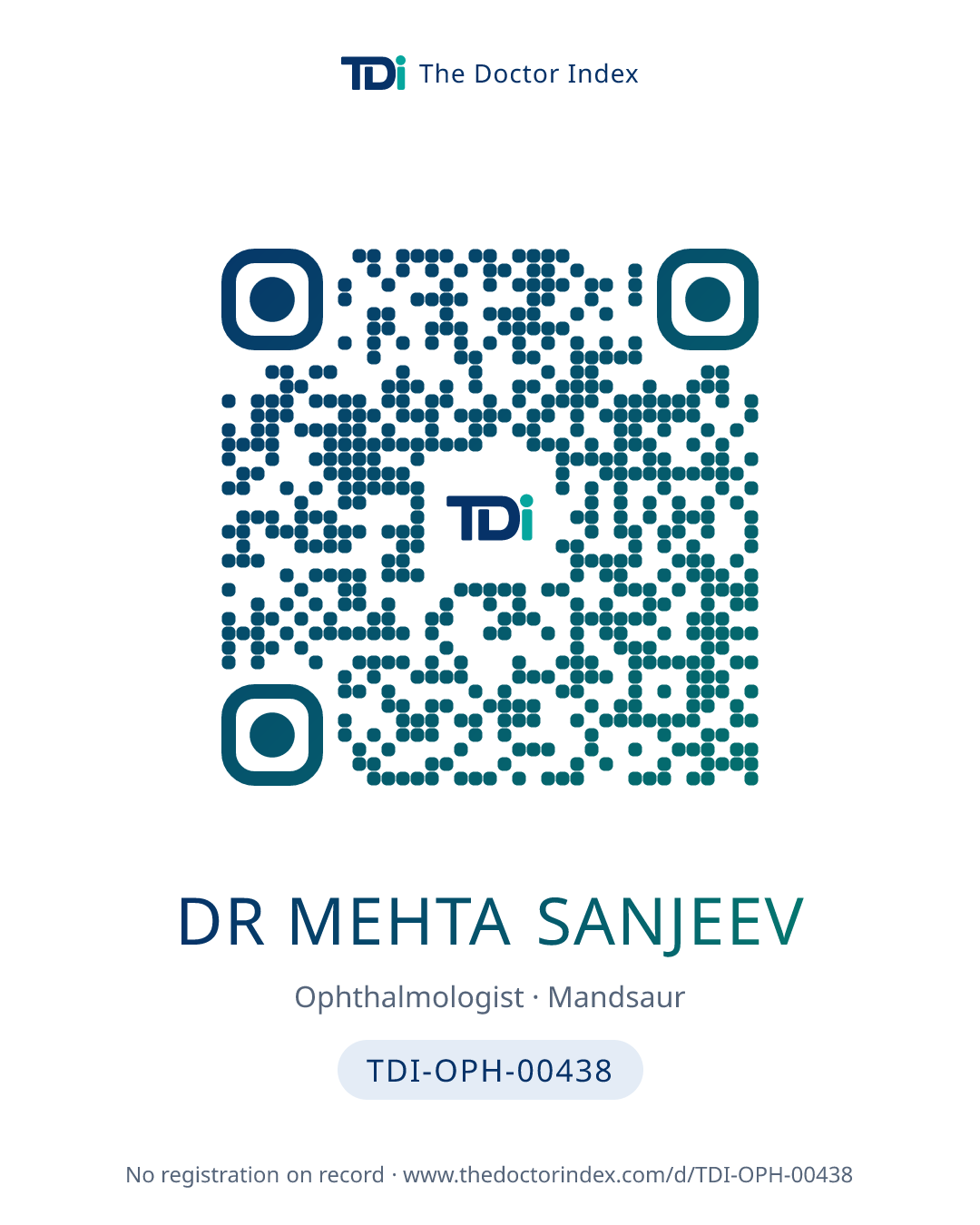 QR card for Dr Mehta Sanjeev, TDI-OPH-00438