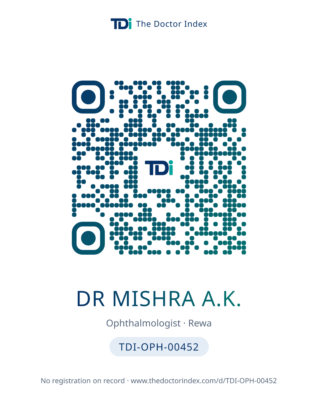 QR card for Dr Mishra A.K., TDI-OPH-00452