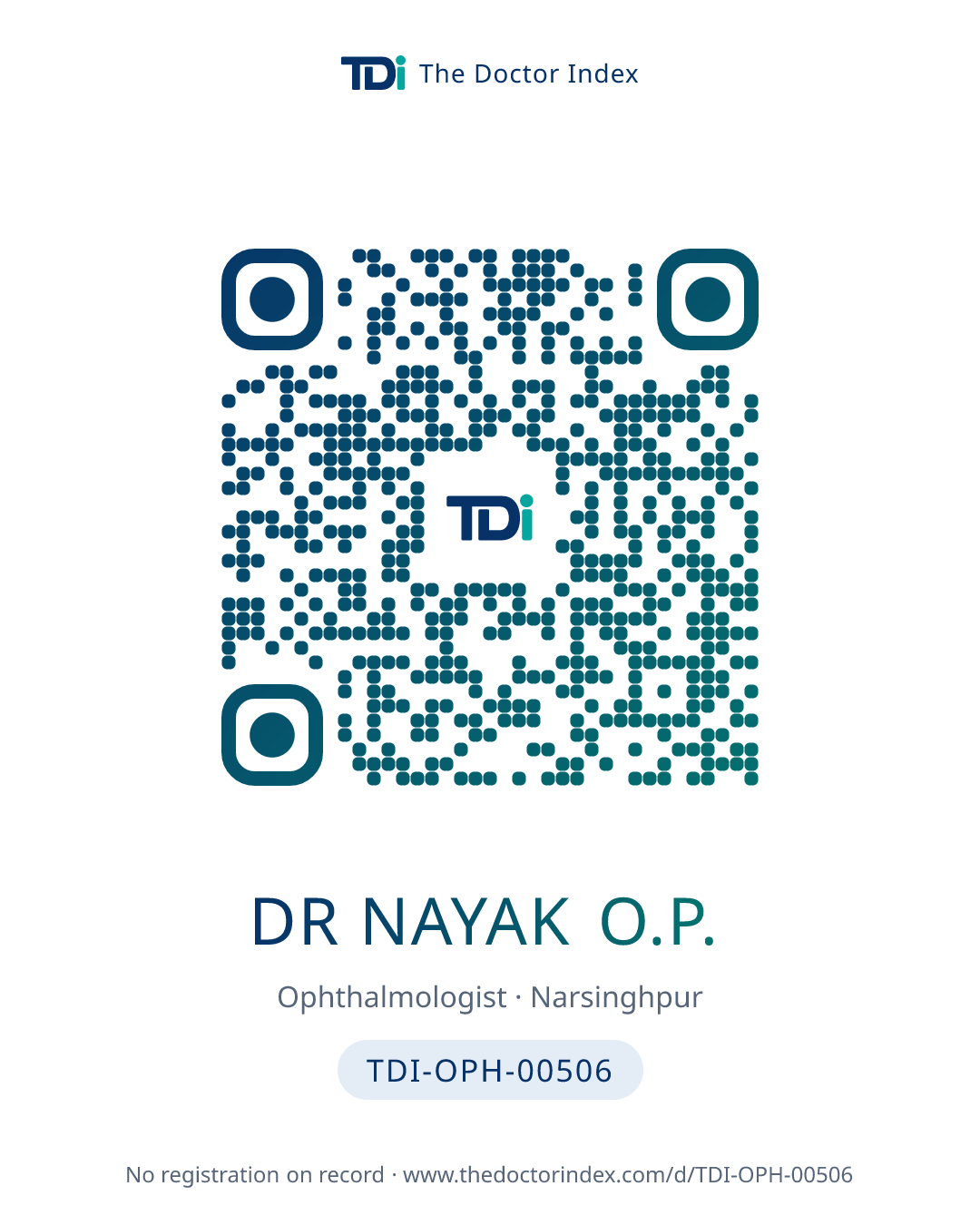 QR card for Dr Nayak O.P., TDI-OPH-00506
