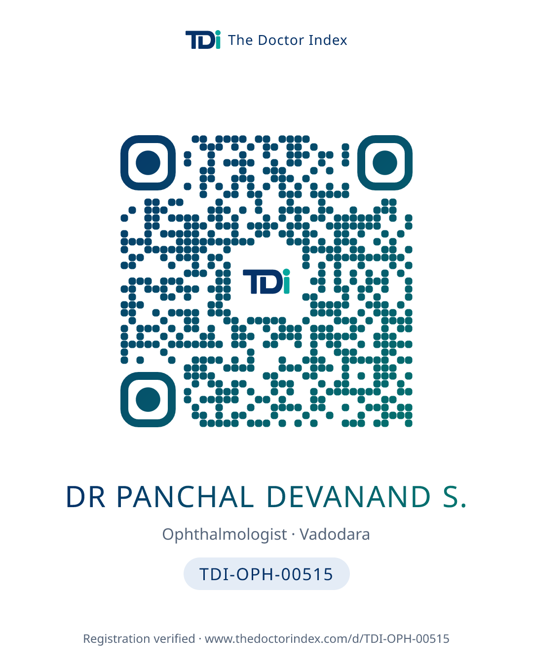 QR card for Dr Panchal Devanand S., TDI-OPH-00515