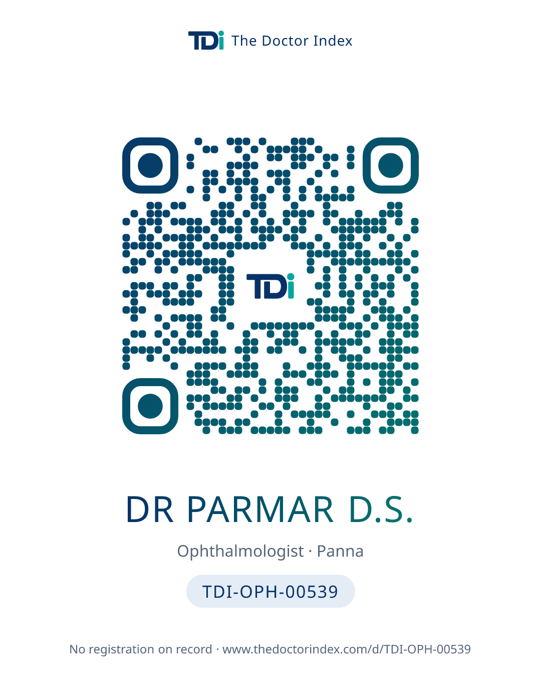 QR card for Dr Parmar D.S., TDI-OPH-00539