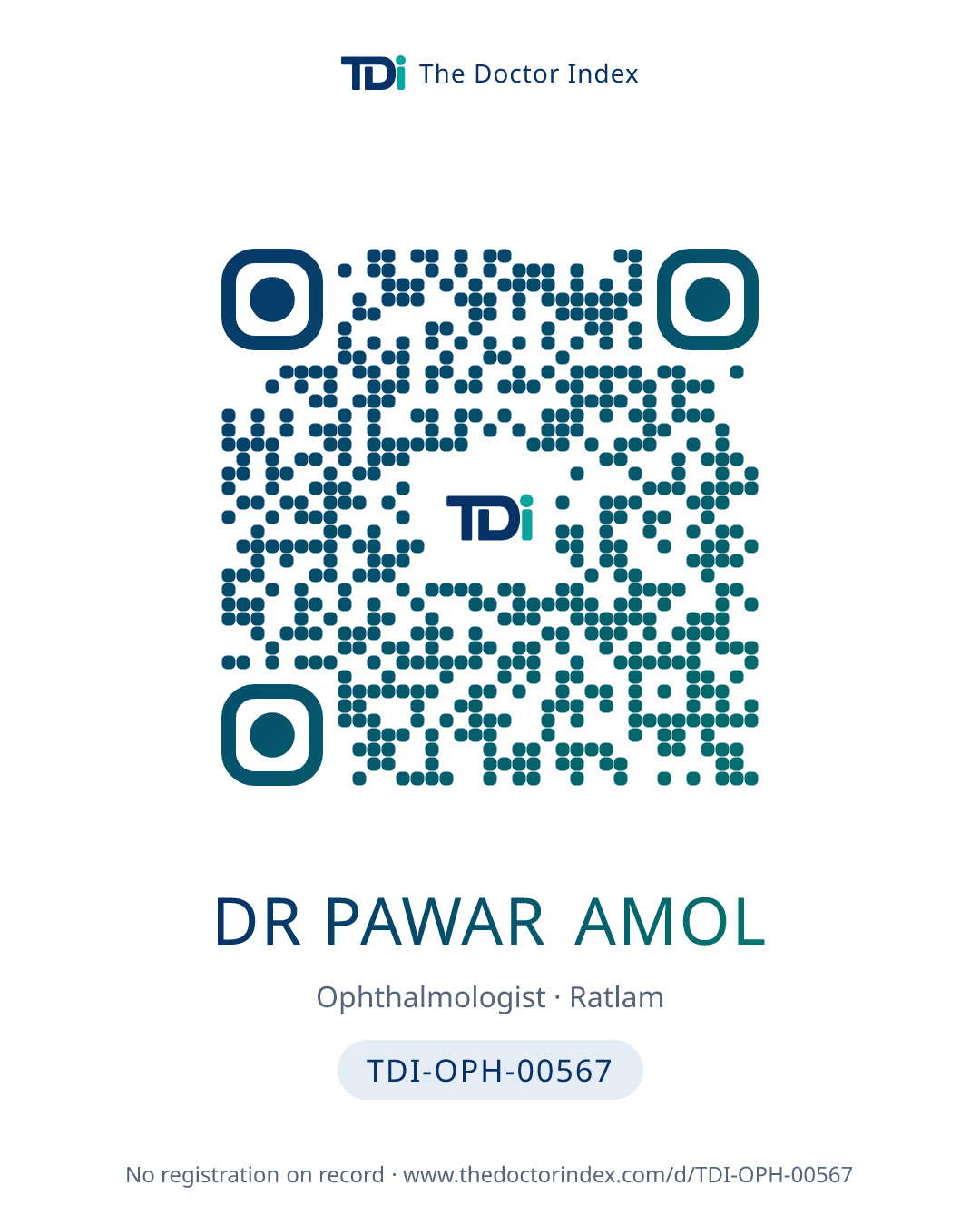QR card for Dr Pawar Amol, TDI-OPH-00567