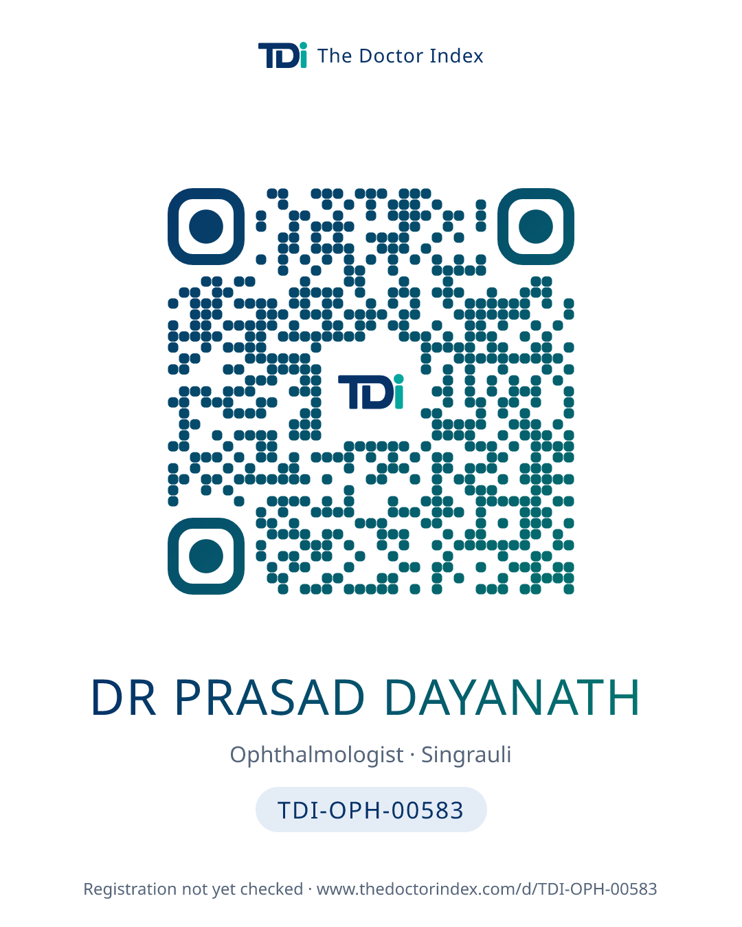 QR card for Dr Prasad Dayanath, TDI-OPH-00583