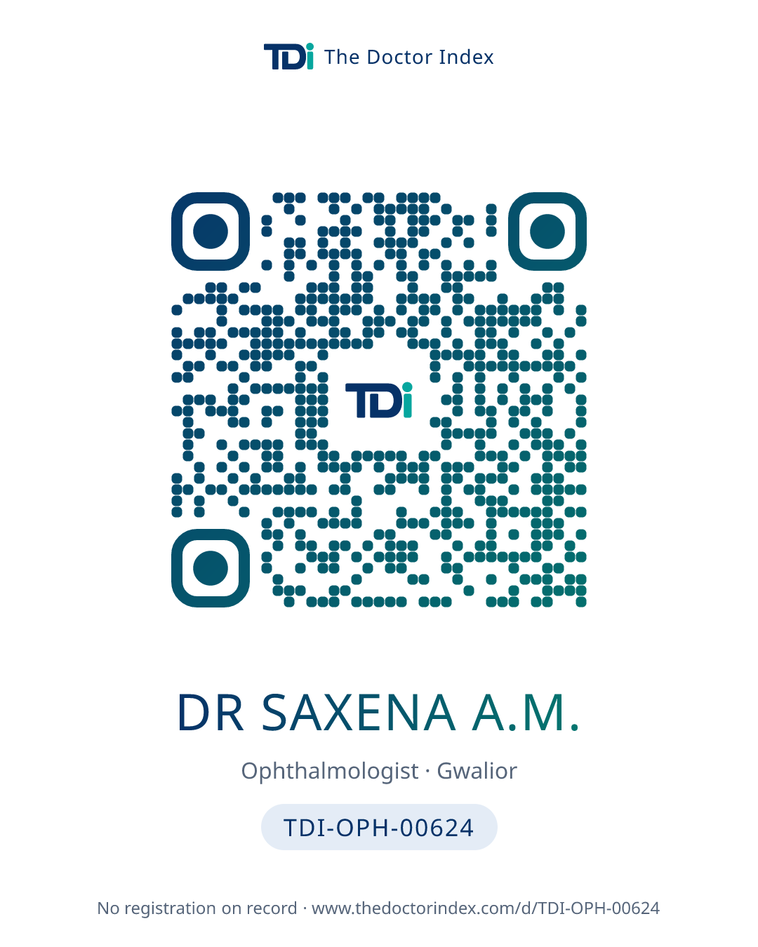 QR card for Dr Saxena A.M., TDI-OPH-00624