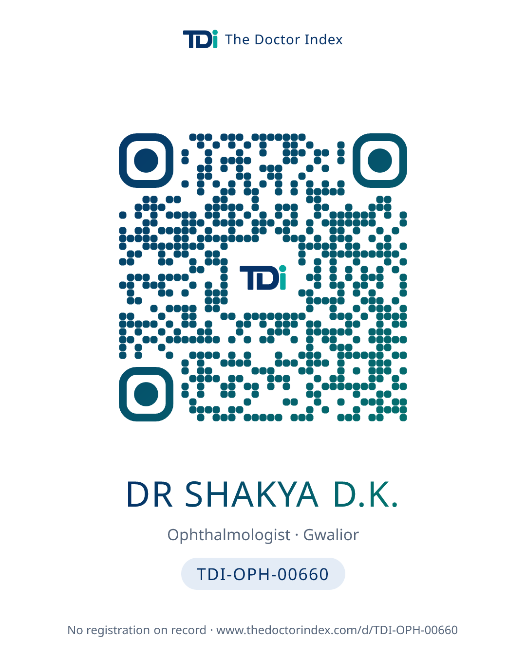 QR card for Dr Shakya D.K., TDI-OPH-00660