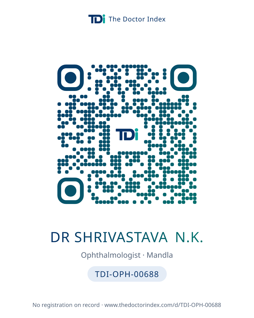 QR card for Dr Shrivastava N.K., TDI-OPH-00688