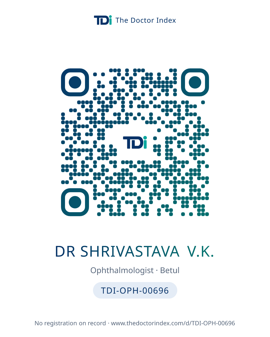QR card for Dr Shrivastava V.K., TDI-OPH-00696