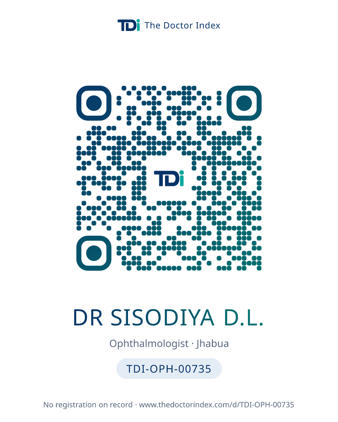 QR card for Dr Sisodiya D.L., TDI-OPH-00735