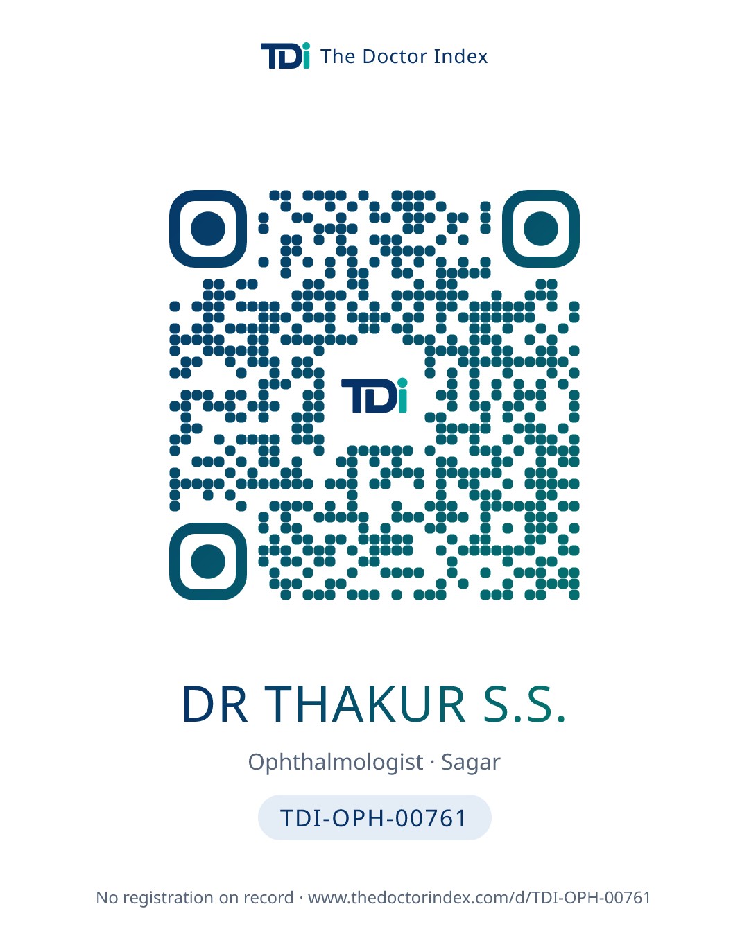 QR card for Dr Thakur S.S., TDI-OPH-00761